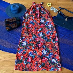 🌺 Catherine Malandrino; Upscale VIVID Orange Floral Maxi Dress in Misses Sz. S!